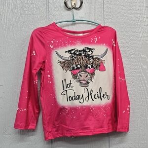 NWT 4/5 Pink Highland Cow Long Sleeve Kids Outfit